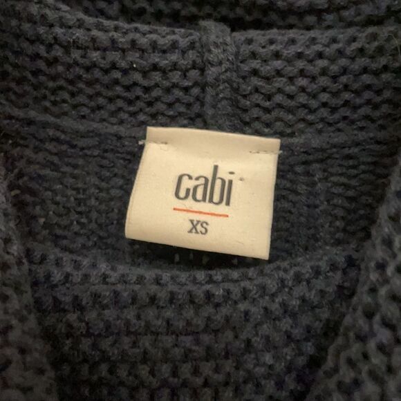CAbi 3168 Navy Cable Knit Cowl Neck Sweater - Picture 5 of 8